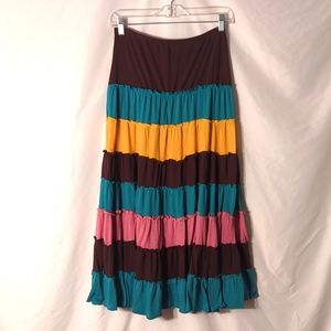 Colorful Tiered Maxi Skirt